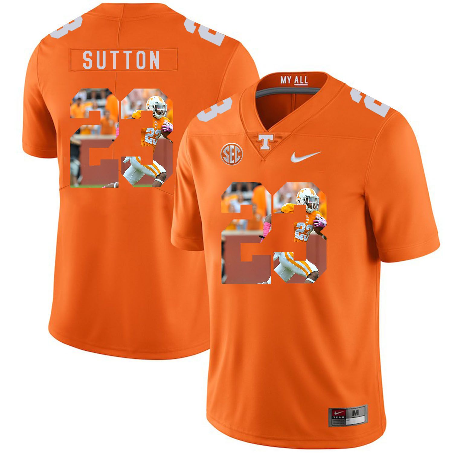 Men Tennessee Volunteers #23 Sutton Orange Fashion Edition Customized NCAA Jerseys